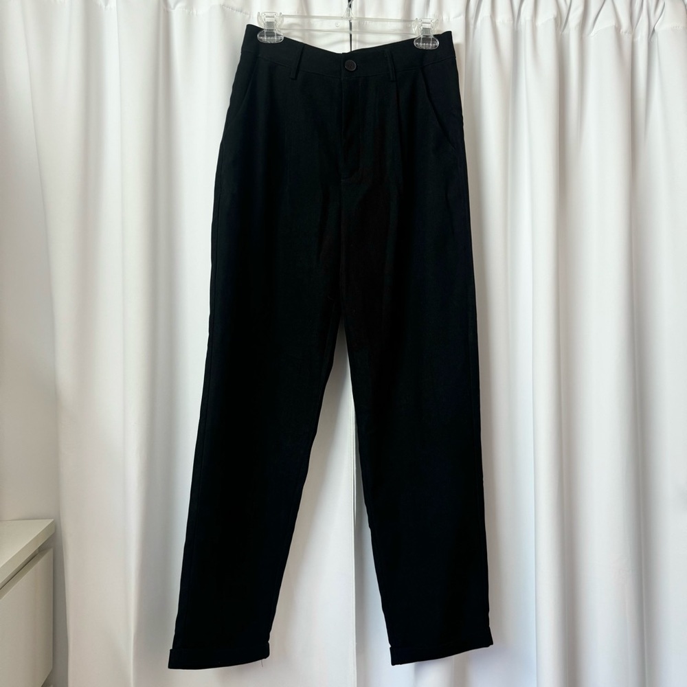 SHEIN Solid Black High Rise Straight Leg Pants Size Medium